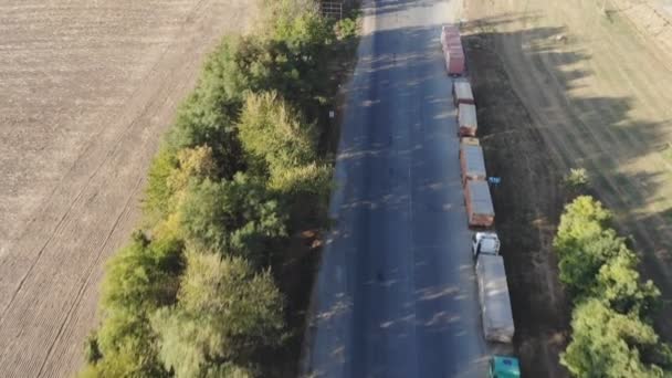 Entrega Grano Almacenamiento Granos Los Camiones Grano Están Largo Carretera — Vídeos de Stock