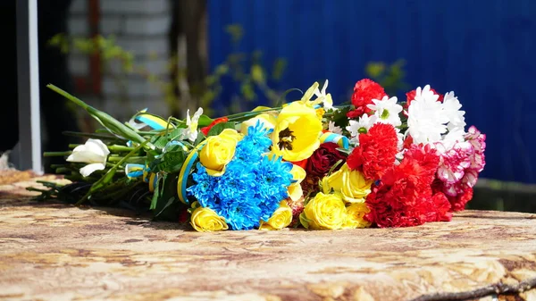 Ukraina Pogrzeby Ukraińskich Żołnierzy Zabitych Podczas Inwazji Rosji Ukrainę Pogrzeb — Zdjęcie stockowe