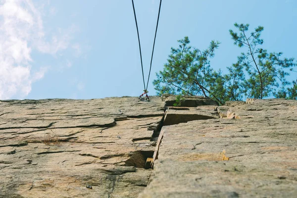 Mountain Climbing Wall Training Area Outdoor Activities People Blue Sky — Stock Photo, Image