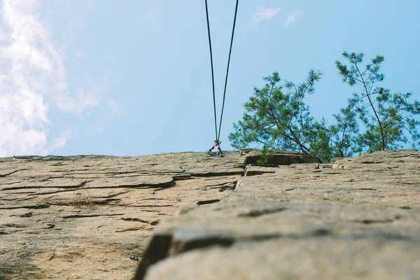 Mountain Climbing Wall Training Area Outdoor Activities People Blue Sky — Stock Photo, Image