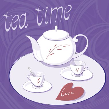 teapot and two cups clipart