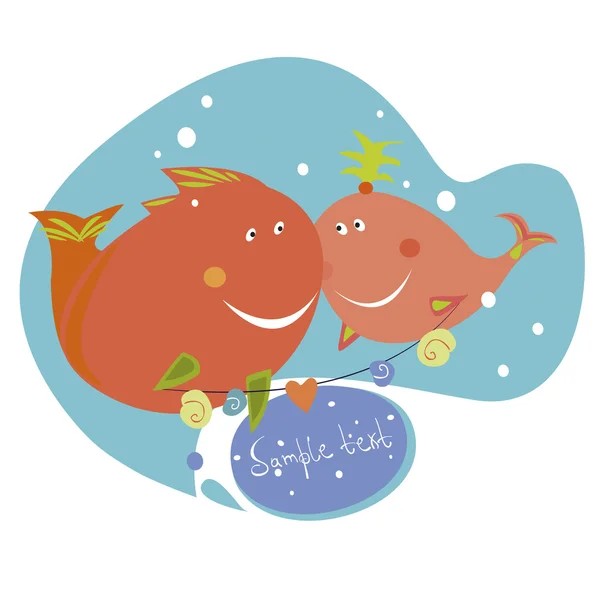 Deux poissons drôles — Image vectorielle