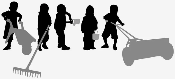 Children silhouettes — Stock Vector