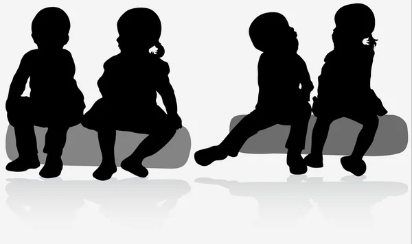 Kinderen Silhouetten — Stockvector