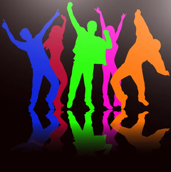 Dansande människor silhuetter — Stock vektor