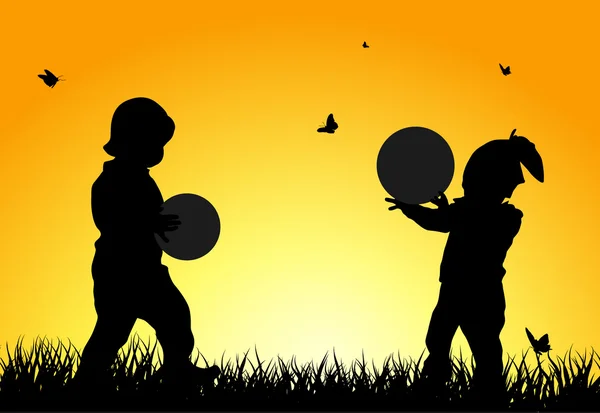 Silhouettes enfants — Image vectorielle