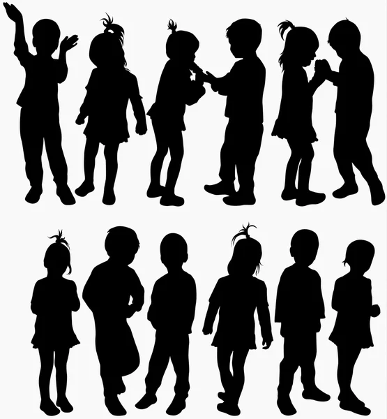 Children silhouettes — Stock Vector