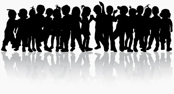 Dansende kinderen silhouetten — Stockvector