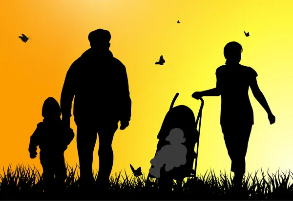 Silhouettes familiales — Image vectorielle