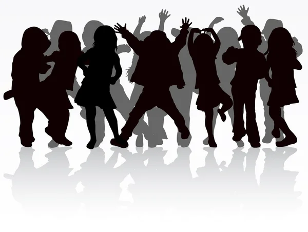 Dancing children silhouettes — Stock Vector