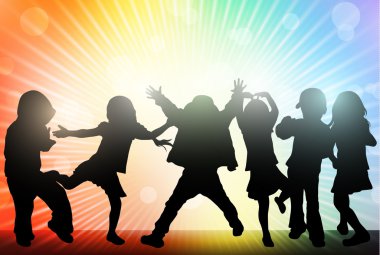 mutlu çocuk silhouettes