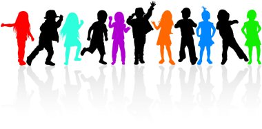 mutlu çocuk silhouettes