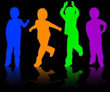 mutlu çocuklar silhouettes