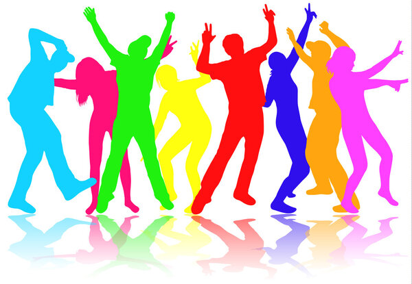 Dancing people silhouettes