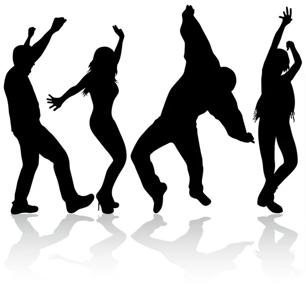 Силуэты танцующих людей — стоковый вектор