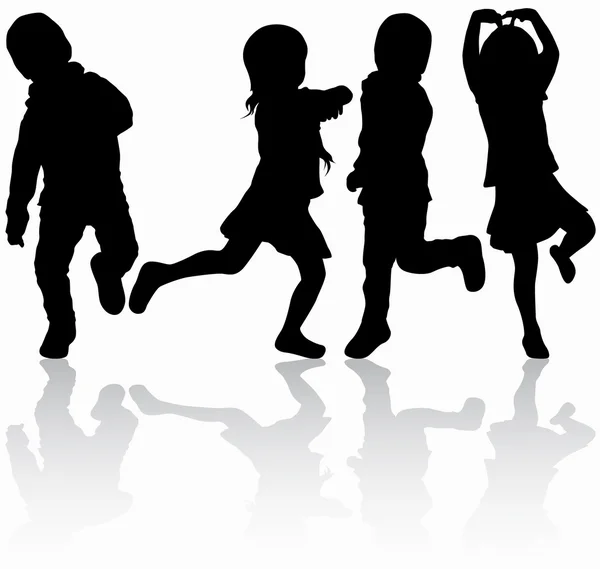 Silhouettes enfants — Image vectorielle