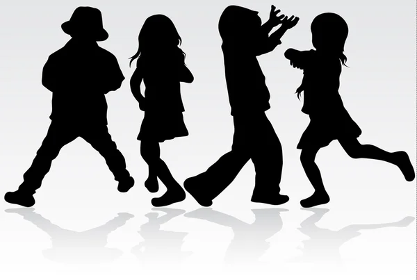 Dancing children silhouettes — Stock Vector