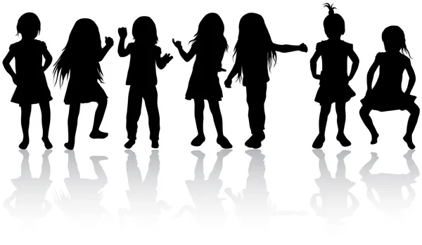 Silhouettes filles — Image vectorielle