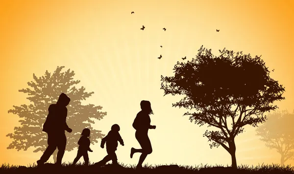 Silhouettes familiales heureuses — Image vectorielle