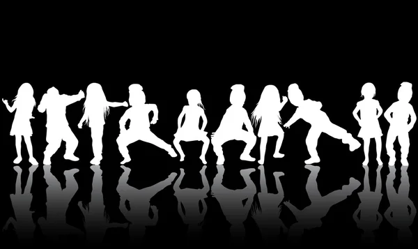 Dancing children silhouettes — Stock Vector