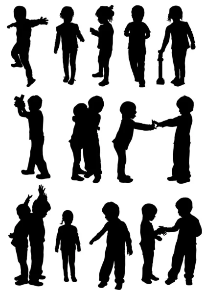 Children silhouettes — Stock Vector