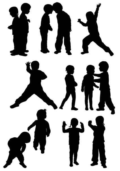 Silhouettes enfants — Image vectorielle