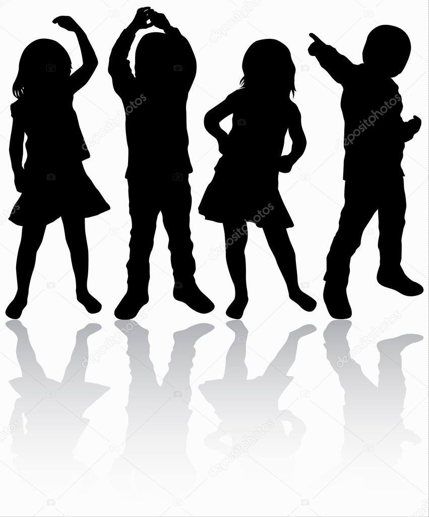 Dancing children silhouettes