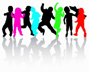 mutlu çocuk silhouettes