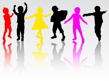 mutlu çocuk silhouettes