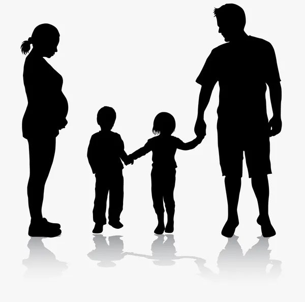 Happy family silhouettes — Stock Vector