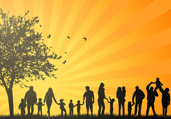 Grandi silhouette familiari — Vettoriale Stock