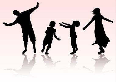 mutlu aile silhouettes