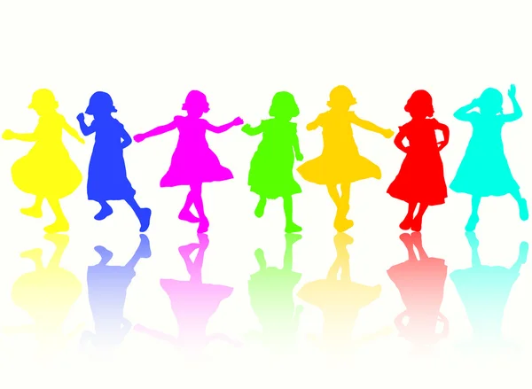 Dancing girls silhouettes — Stock Vector