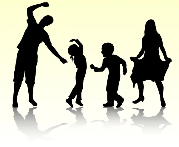 Dancing family silhouettes — Stock Vector