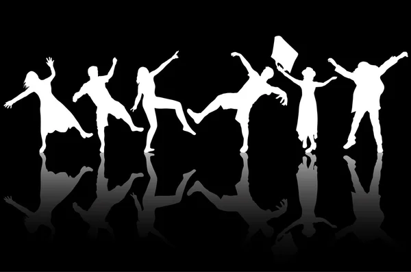 Dancing people silhouettes — Stock Vector