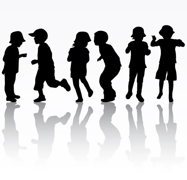 Silhouettes enfants — Image vectorielle