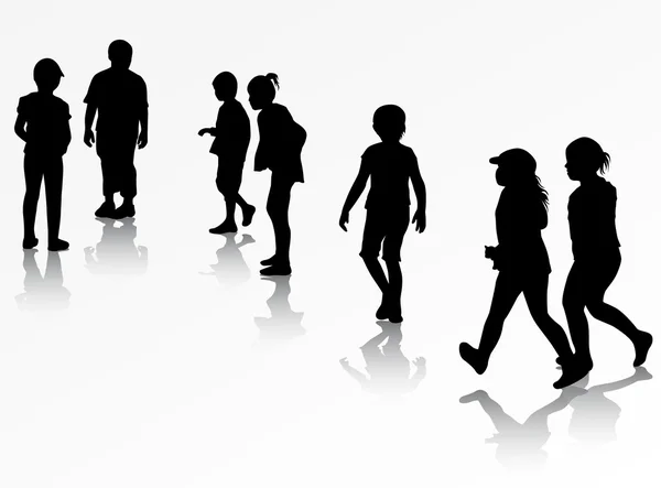 Kinderen Silhouetten — Stockvector