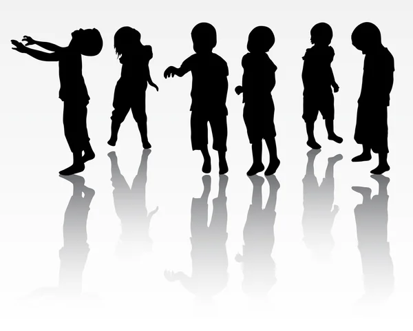 Children silhouettes — Stock Vector