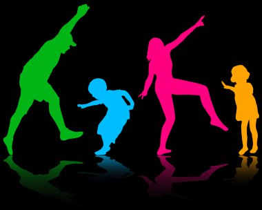 mutlu aile silhouettes