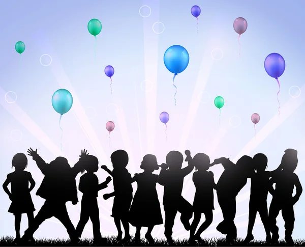 Happy children with balloons — Stock Vector