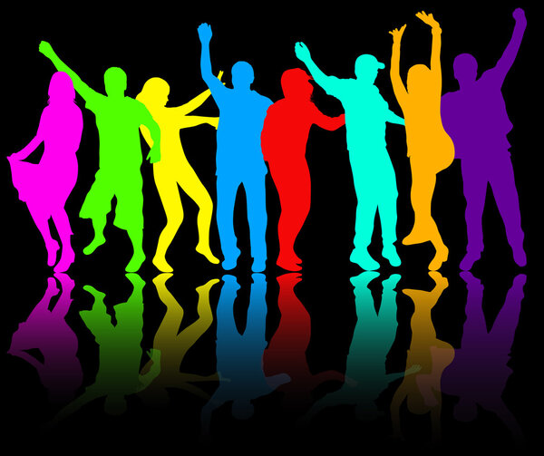 Силуэты танцующих людей
