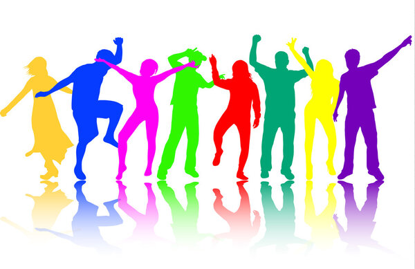 Силуэты танцующих людей
