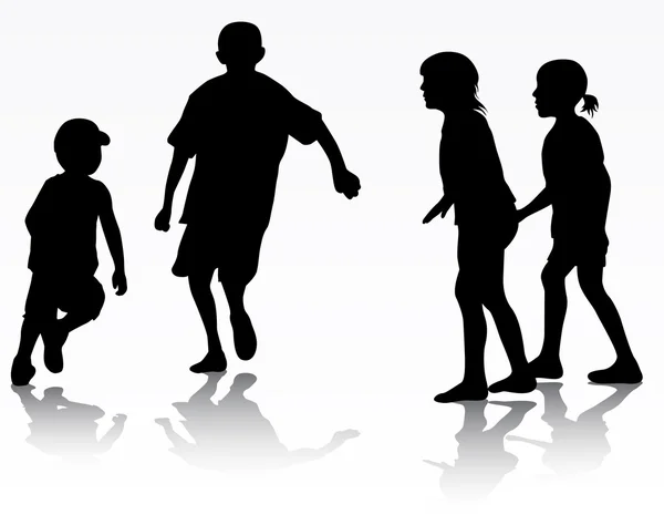 Children silhouettes — Stock Vector