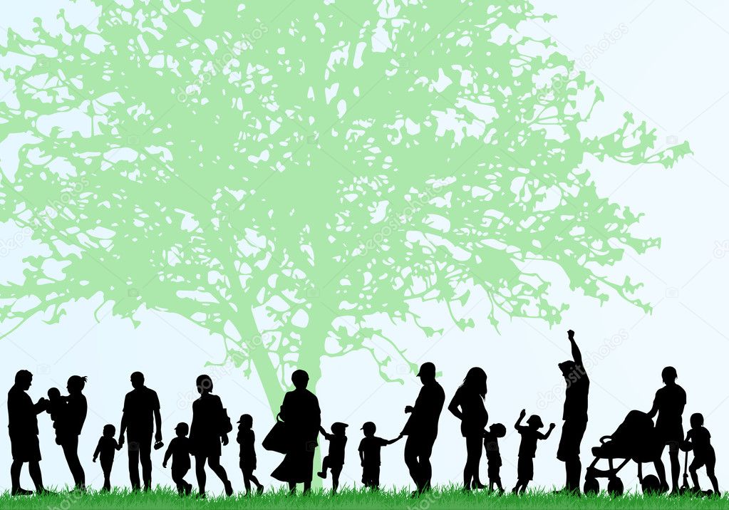 Big family silhouettes