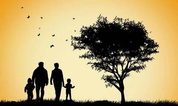 Silhouettes familiales heureuses — Image vectorielle