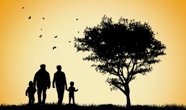 mutlu aile silhouettes
