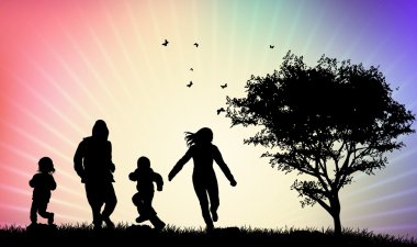 mutlu aile silhouettes