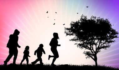 mutlu aile silhouettes