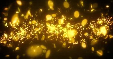 Golden beautiful bokeh with stars animation background