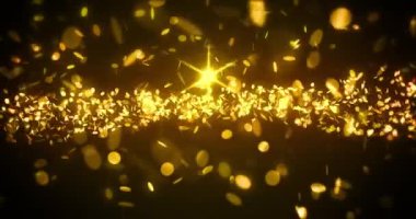Golden beautiful bokeh with stars animation background